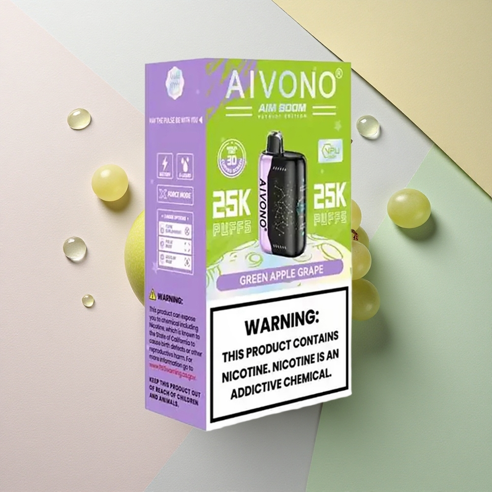 Aivono Aim Boom 25000 Grønt Eple Drue med 650mAh og 1.2 ohm Mesh Coil