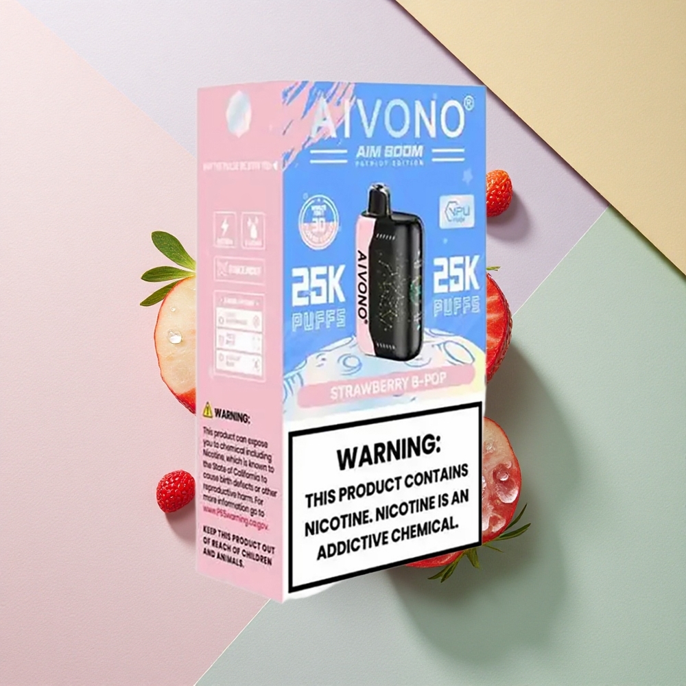 Aivono Aim Boom 25000 Jordbær B Pop 650mAh 0% Nikotin