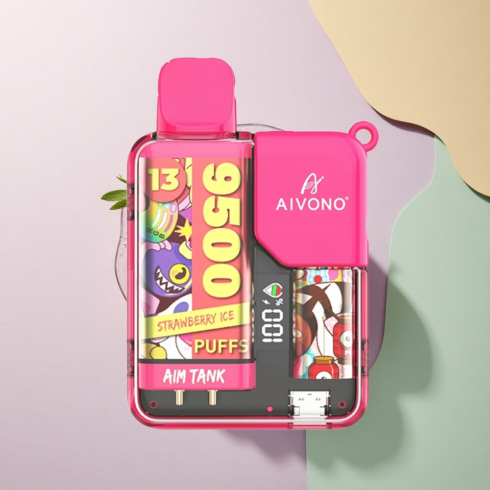 Aivono Aim Tank 9500 Jordbæris med 5% nikotin og 650mAh