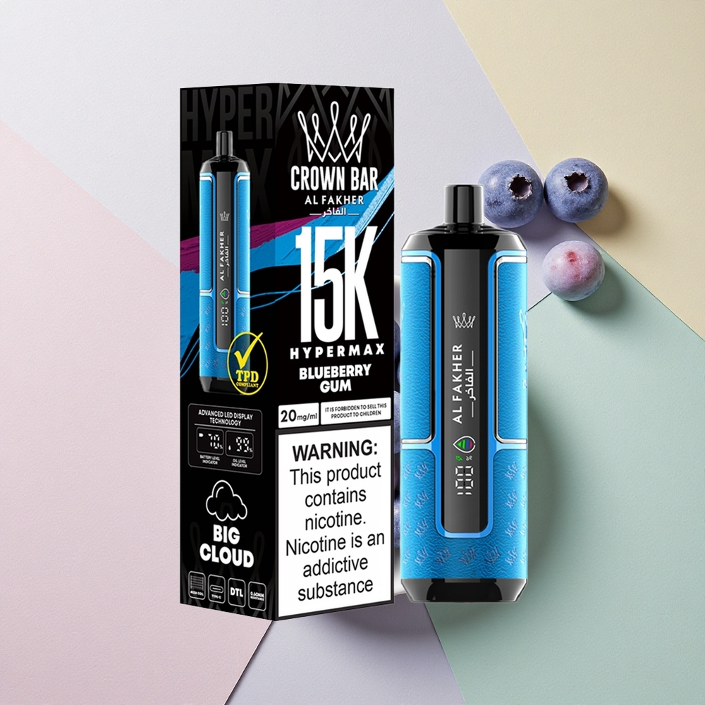 Al Fakher Crown Bar 15K Hypermax Blåbørstygge med 600mAh og 6mg nikotin
