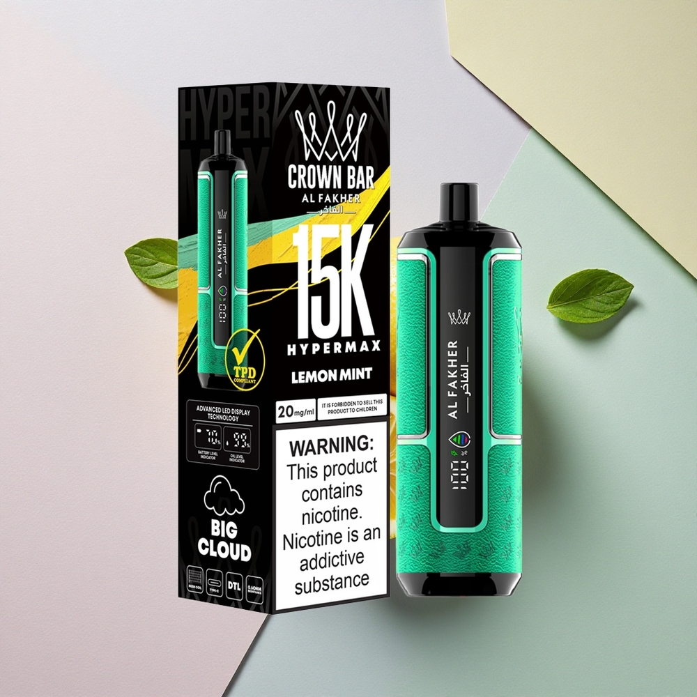 Al Fakher Crown Bar 15K Hypermax Sitronmynte med 600mAh og 22ml