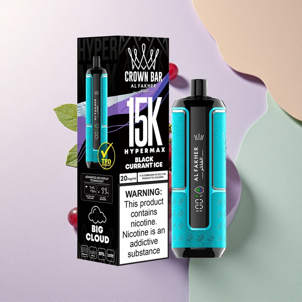 Al Fakher Crown Bar 15K Hypermax Solbær Is med 600mAh og 6mg nikotin