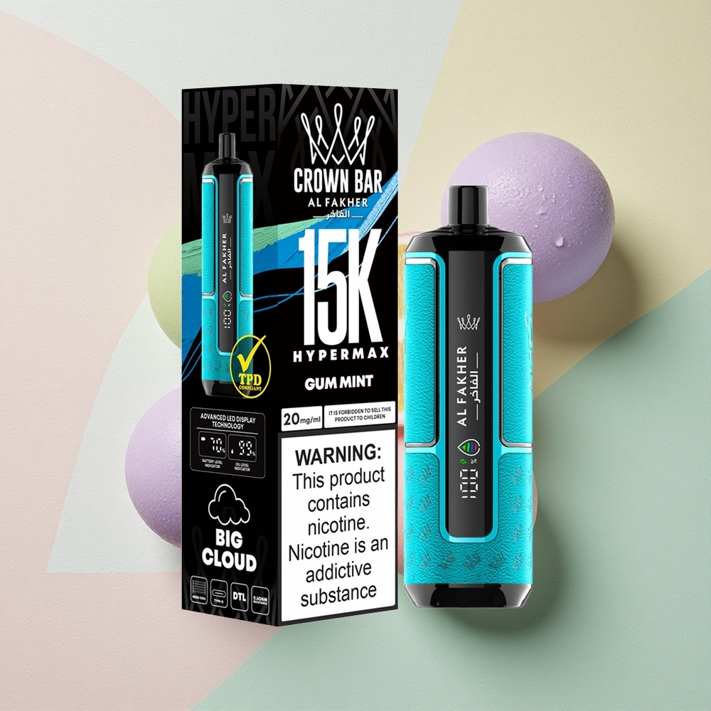 Al Fakher Crown Bar 15K Hypermax Tyggis Mynte med 600mAh Batteri og 6mg/ml Nikotin