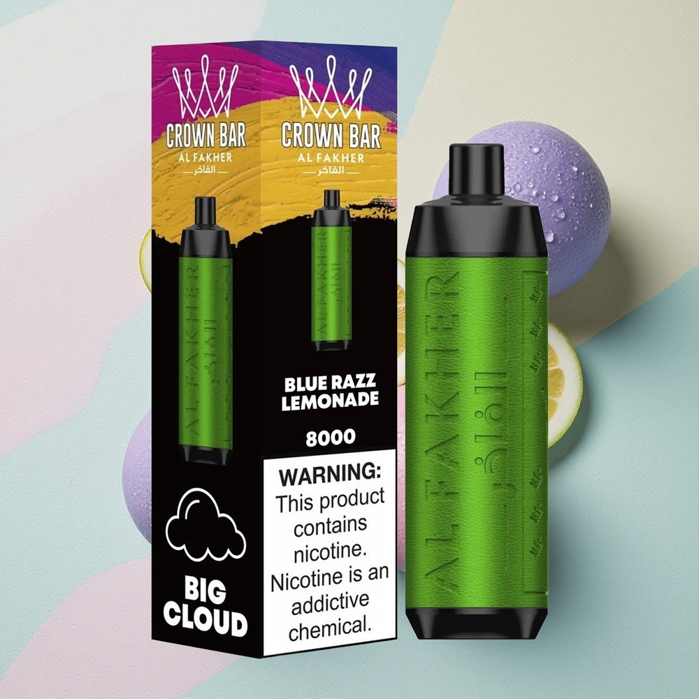 Al Fakher Crown Bar 8000 Crystal Blå Bringebær Sitronade 600mAh 18ml Nikotin