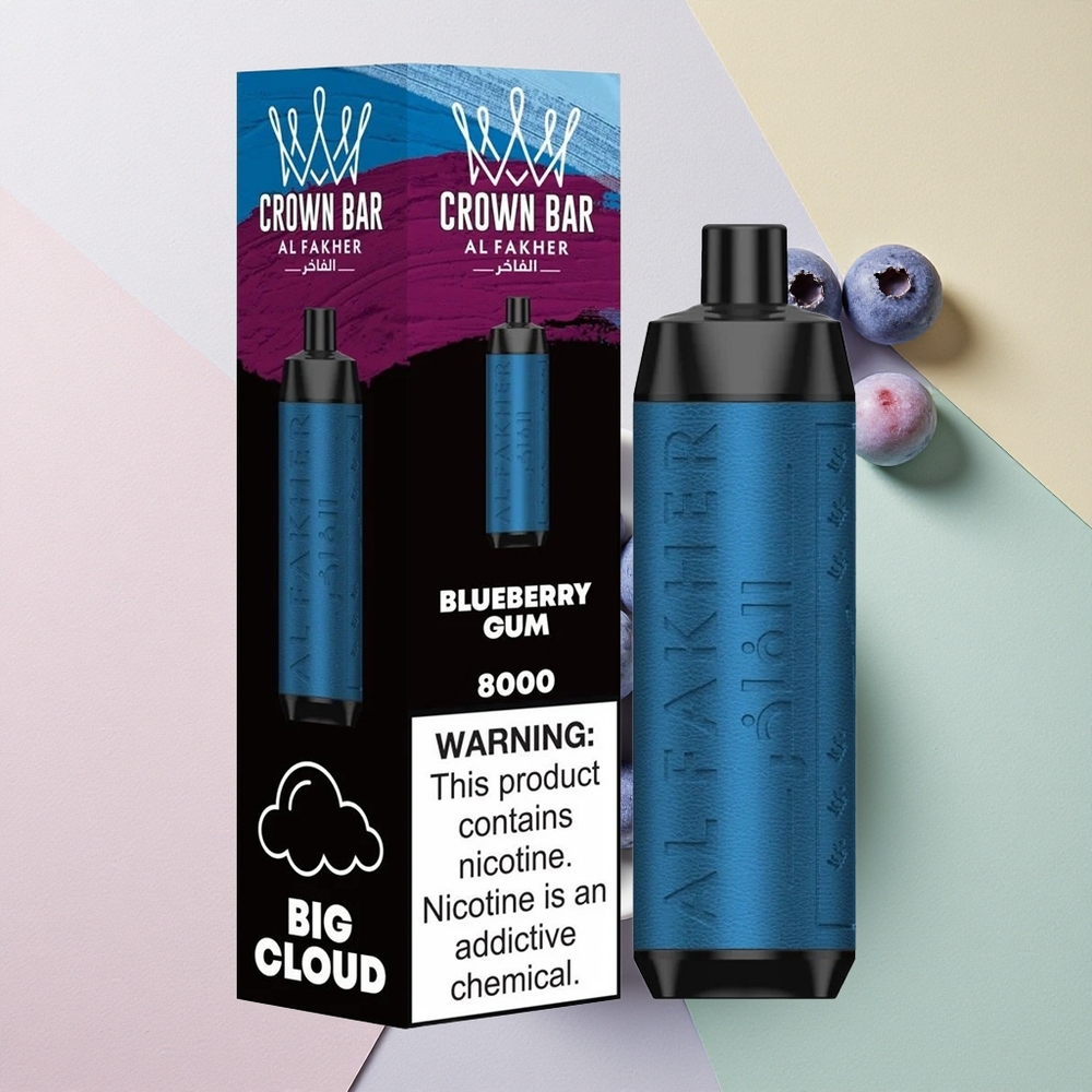 Al Fakher Crown Bar 8000 Crystal Blåbærtugg med 5mg nikotin og 600mAh