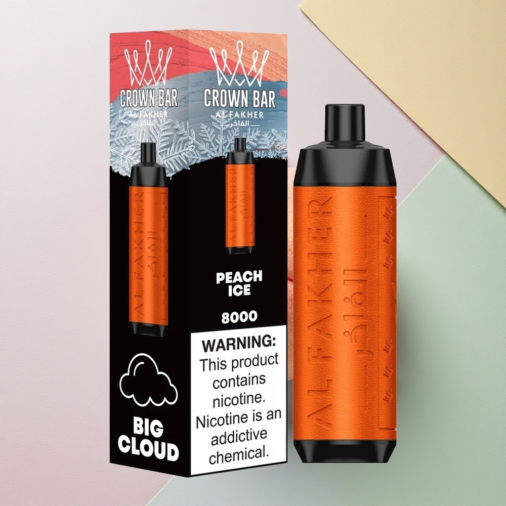 Al Fakher Crown Bar 8000 Crystal Fersken Is med 600mAh og 5mg nikotin