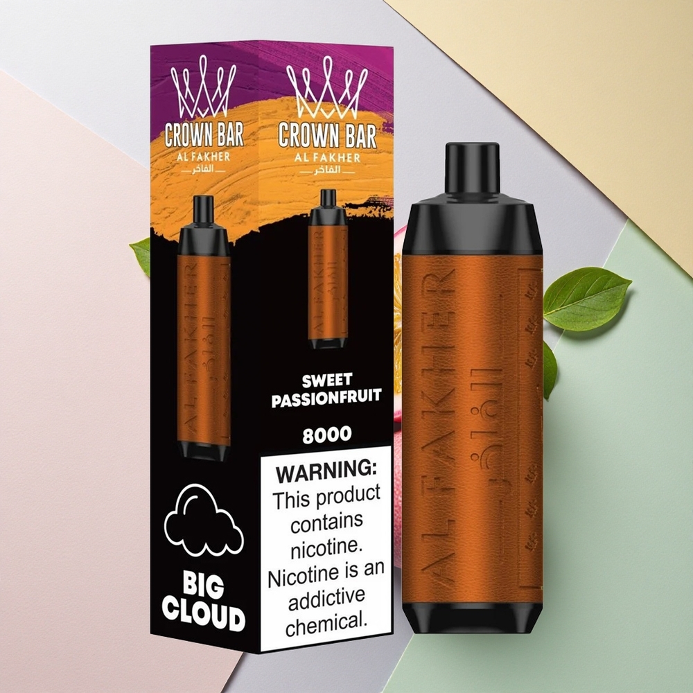 Al Fakher Crown Bar 8000 Crystal Søt Pasjonsfrukt med 600mAh og 5mg Nikotin