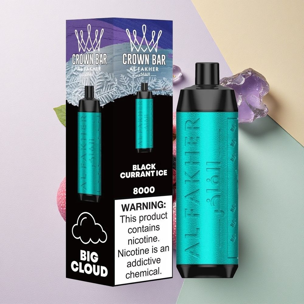 Al Fakher Crown Bar 8000 Crystal Svart Solbær Is med 5mg Nikotin og 600mAh