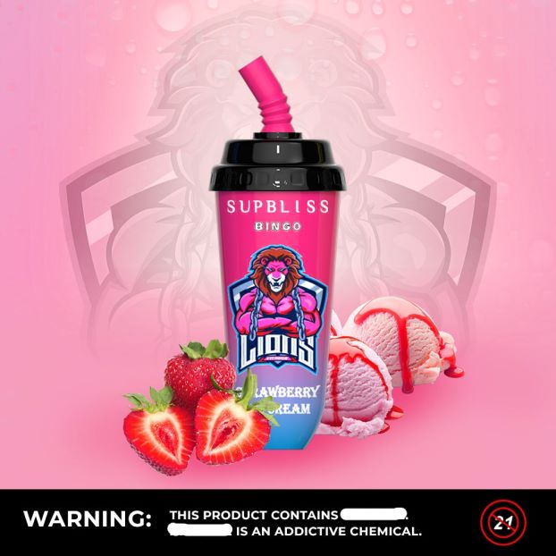 jordbær iskrem RandM Supbliss Bingo 8000 vape pod enhet 1 stk 4L8N2H256 - RandM shop vape
