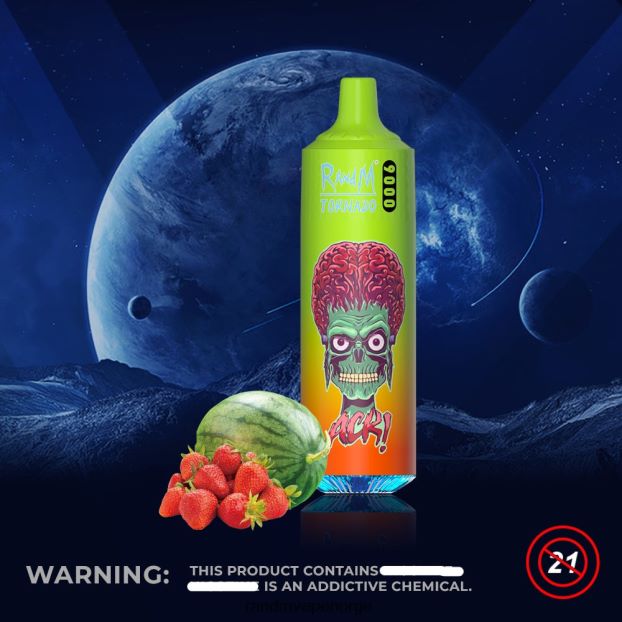 jordbær vannmelon RandM Tornado 9000 vape pod-enhet 1 stk versjon 1 4L8N2H128 - RandM vape review