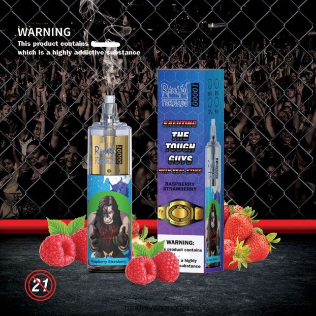 jordbær smultring RandM Tornado 10000 luftstrømkontroll vape enhet 1 stk 4L8N2H107 - RandM shop rabattkode