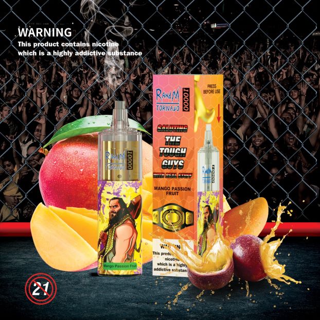 mango pasjonsfrukt RandM Tornado 10000 luftstrømkontroll vape enhet 1 stk 4L8N2H117 - RandM shop rabattkode