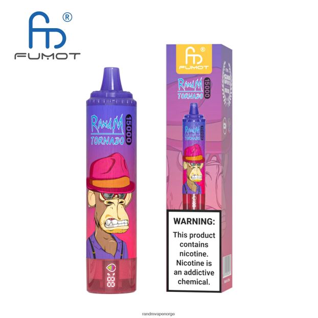 blåbær kirsebær tranebær Fumot RandM Tornado 15000 vape-enhet med batteri og ejuice-display versjon 3 4L8N2H47 - RandM shop rabattkode