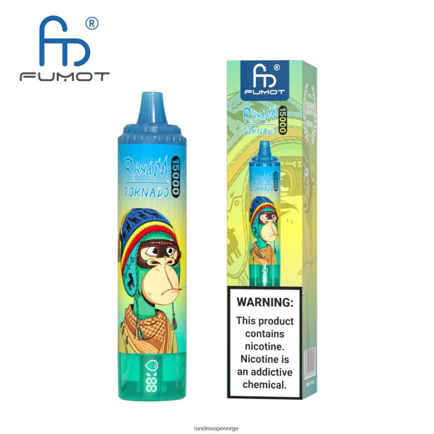 blå razz kirsebær Fumot RandM Tornado 15000 vape-enhet med batteri og ejuice-display versjon 2 4L8N2H45 - RandM shop reviews