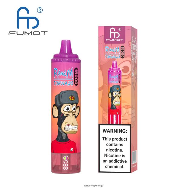 blå razz kirsebær Fumot RandM Tornado 15000 vape-enhet med batteri og ejuice-display versjon 2 4L8N2H45 - RandM shop reviews