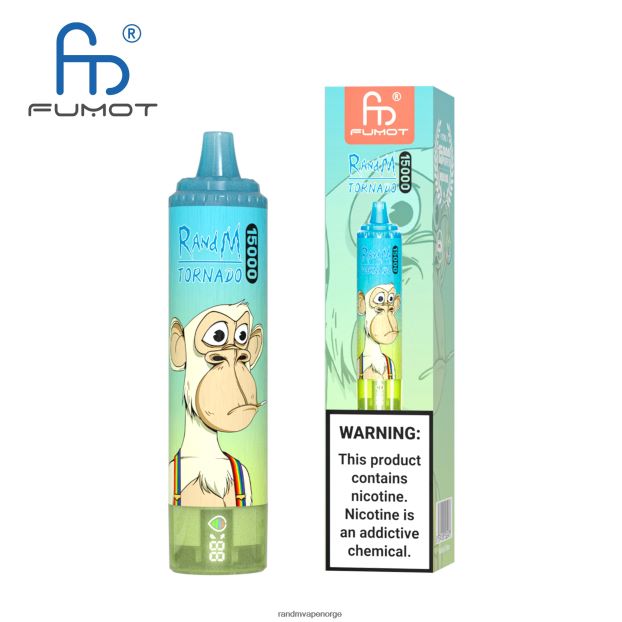 blå razz kirsebær Fumot RandM Tornado 15000 vape-enhet med batteri og ejuice-display versjon 2 4L8N2H45 - RandM shop reviews