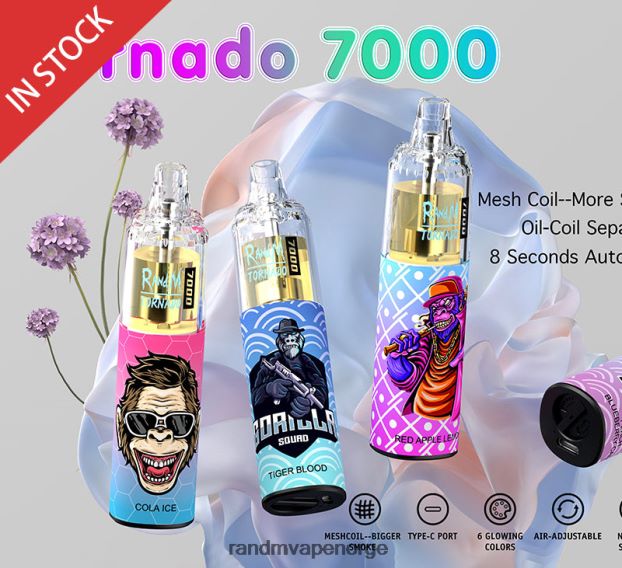 blåbær på is RandM Tornado 7000 luftstrømkontroll vape enhet 1 stk 4L8N2H169 - RandM vape flavors