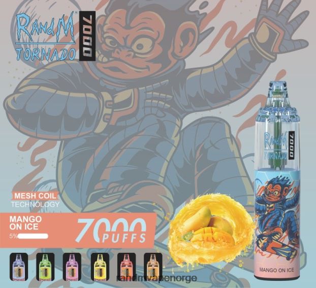 blåbær på is RandM Tornado 7000 luftstrømkontroll vape enhet 1 stk 4L8N2H169 - RandM vape flavors